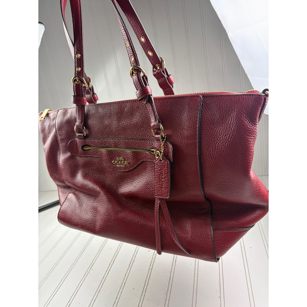 Coach Vintage Y2K Kleo Carryall Red Leather Shoulder Bag Tote - Picture 5 of 12